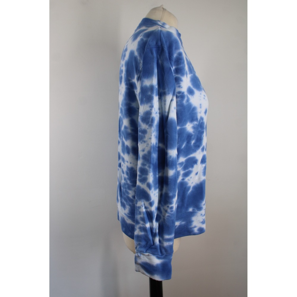 Monrow M Blue Tie Dye Soft Sweatshirt Long Sleeve Crew Neck Pullover Top - Picture 2 of 9